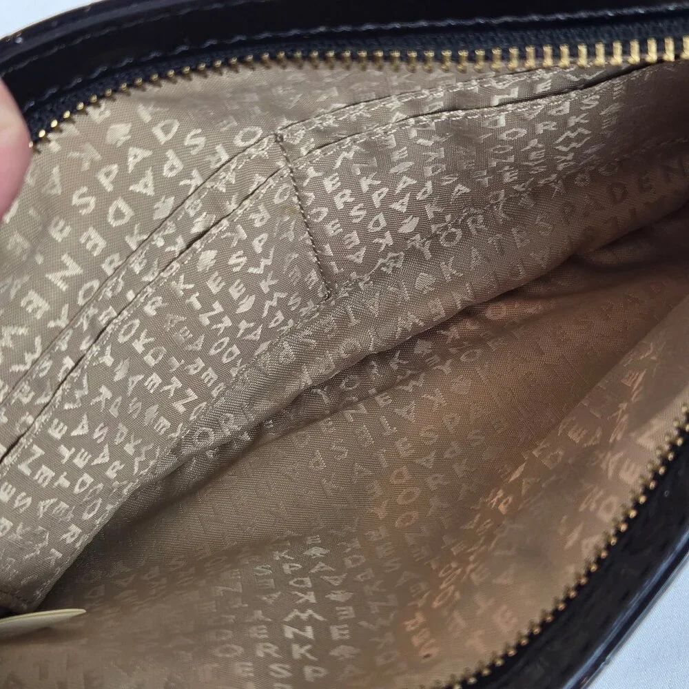 Kate Spade Camellia Street Amy Crossbody Bag Black Patent PVC Debossed Dots